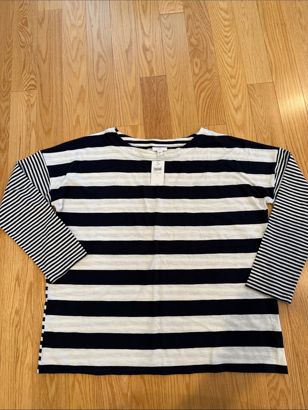 J. Jill Navy and Cream Striped Long-Sleeve Tee